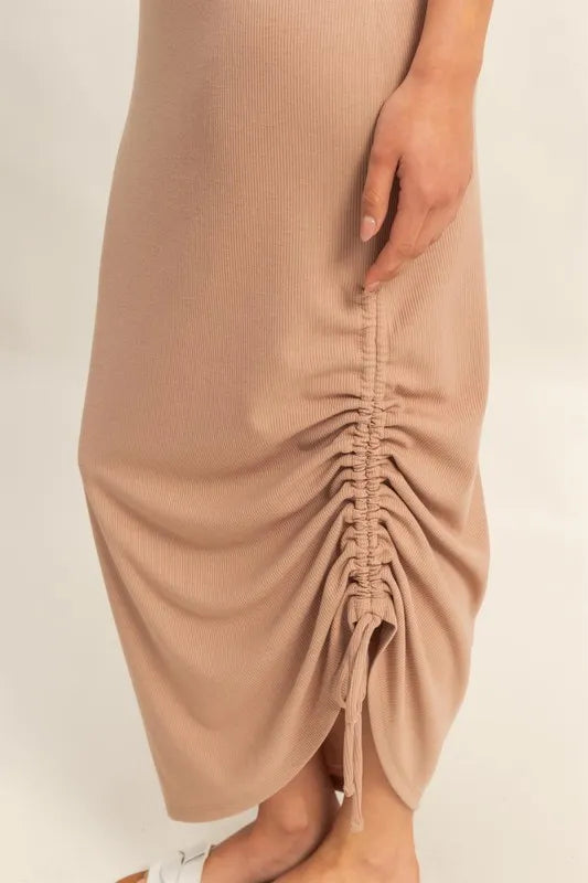 Fashion Sava | Midi Dress | Scoop Neck with Side Tie Detail