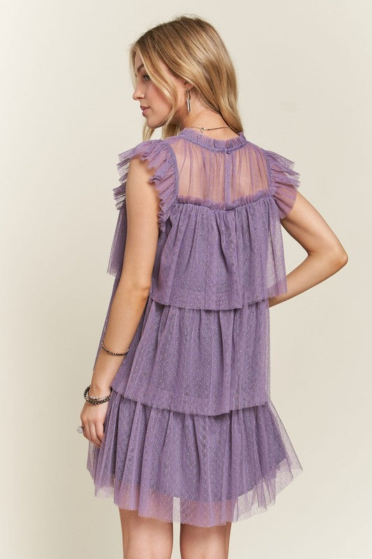Fashion Sava | ADORA Mesh Dress | Layered Ruffled Elegance - Mauve