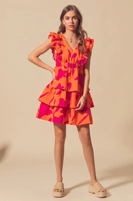 Fashion Sava | Floral V Neck Dress | Elasticized Waist Design