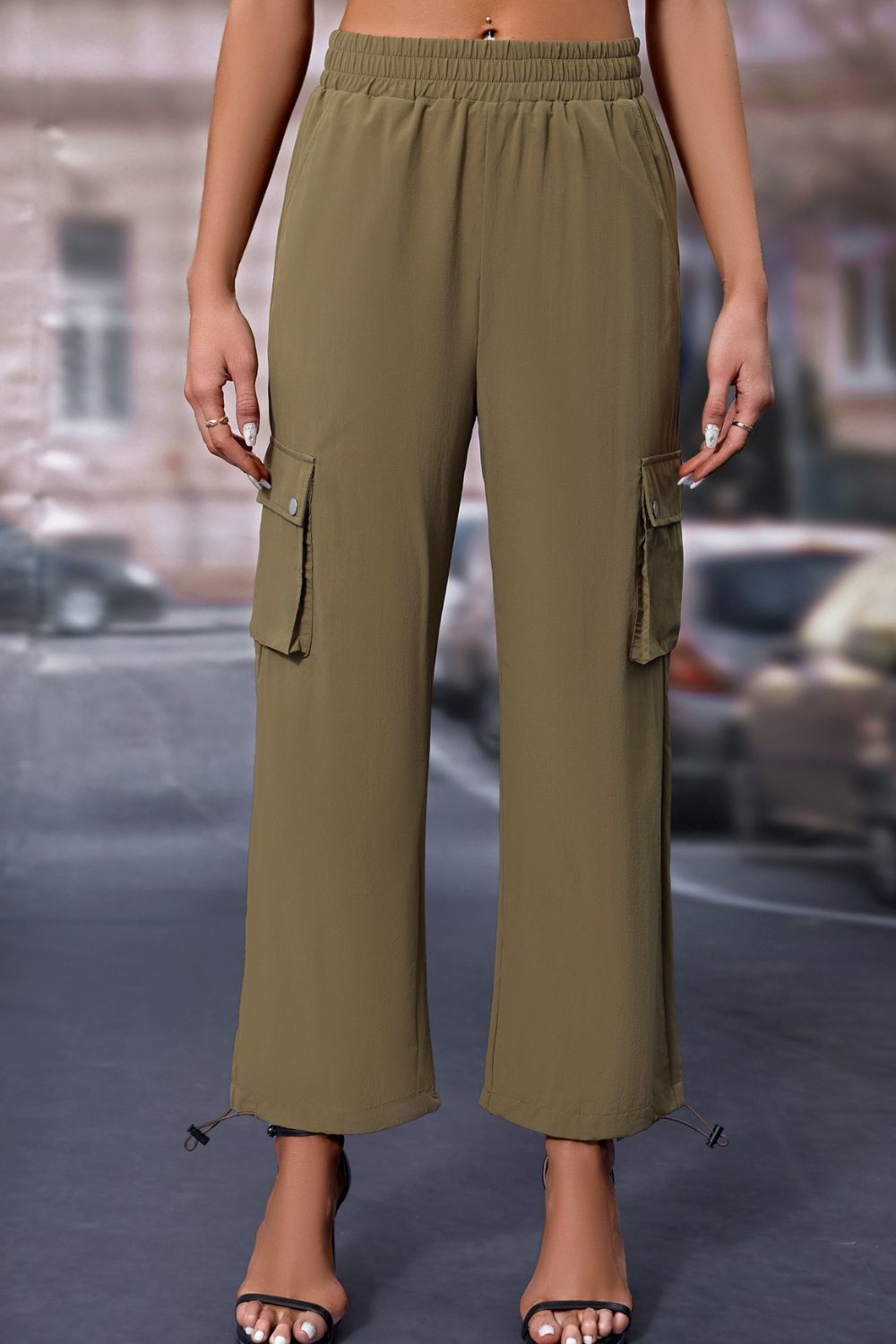 Mandy Elastic Waist Pants with Pockets