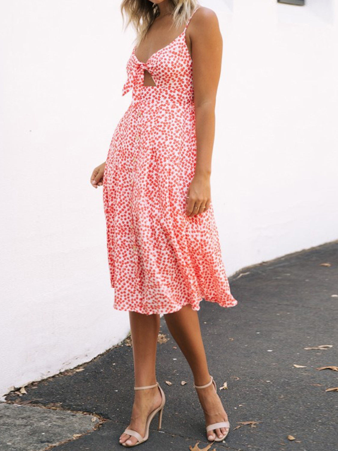 Vestido camisero con escote en forma de corazón y fruncido