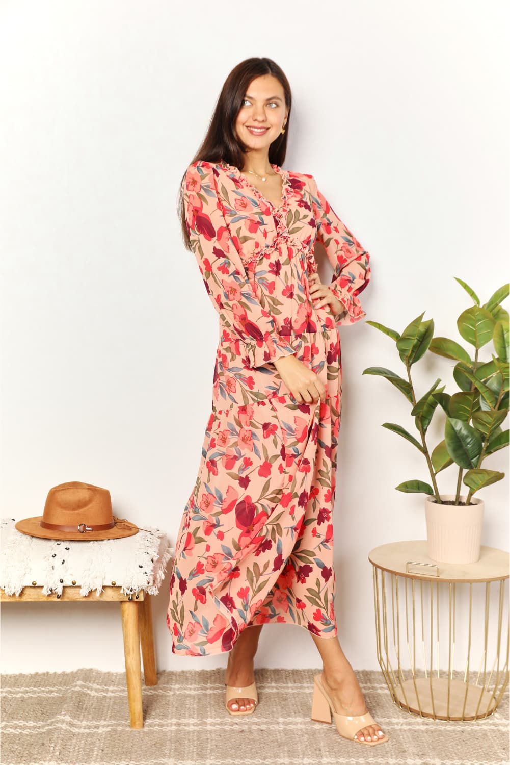 Juniper Floral Frill Maxi Dress – JUN-G0955
