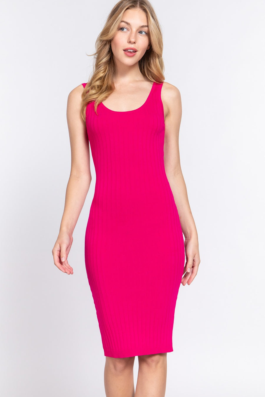Fashion Sava | Ribbed Tank Dress | Casual & Versatile - FUCHSIA