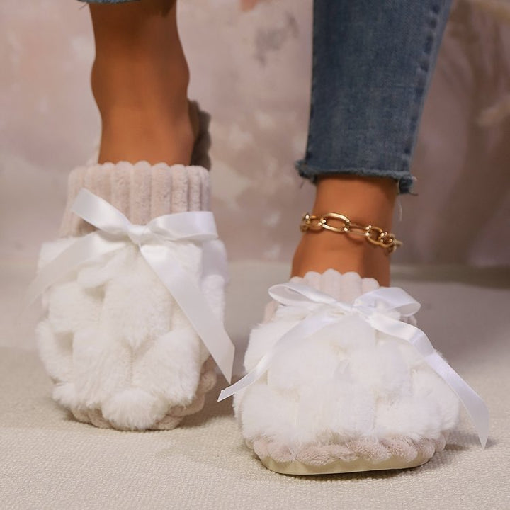 Fashion Sava | Bow Trim Slippers | Cozy Indoor Comfort