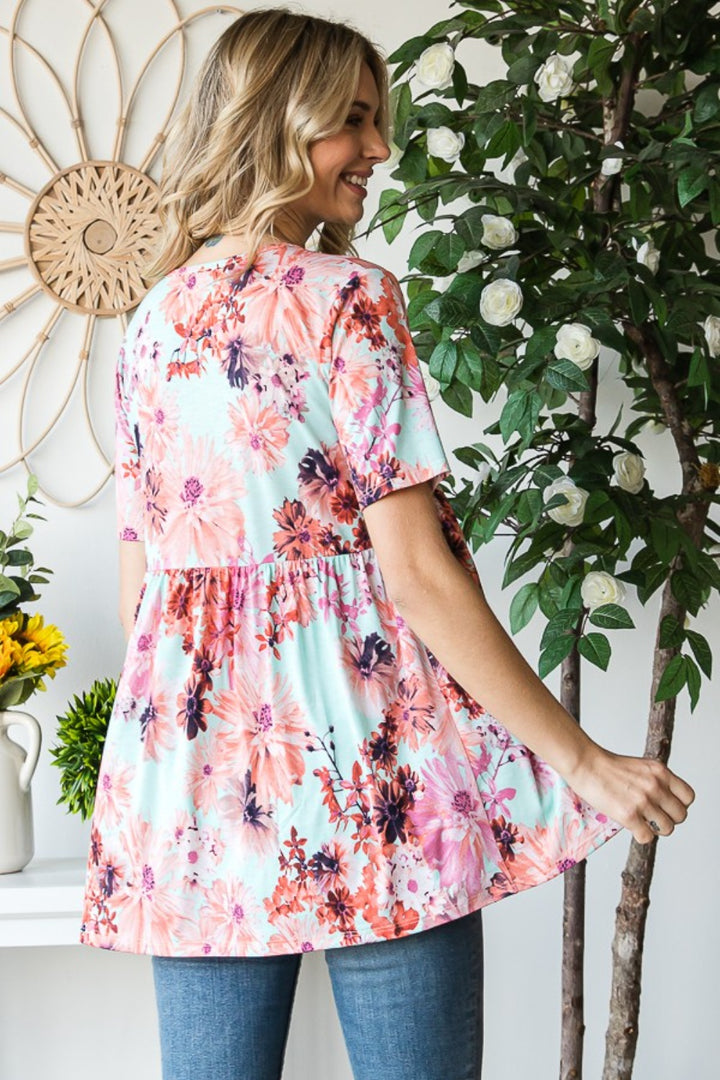 Fashion Sava | Floral V-Neck Blouse | Casual Elegance