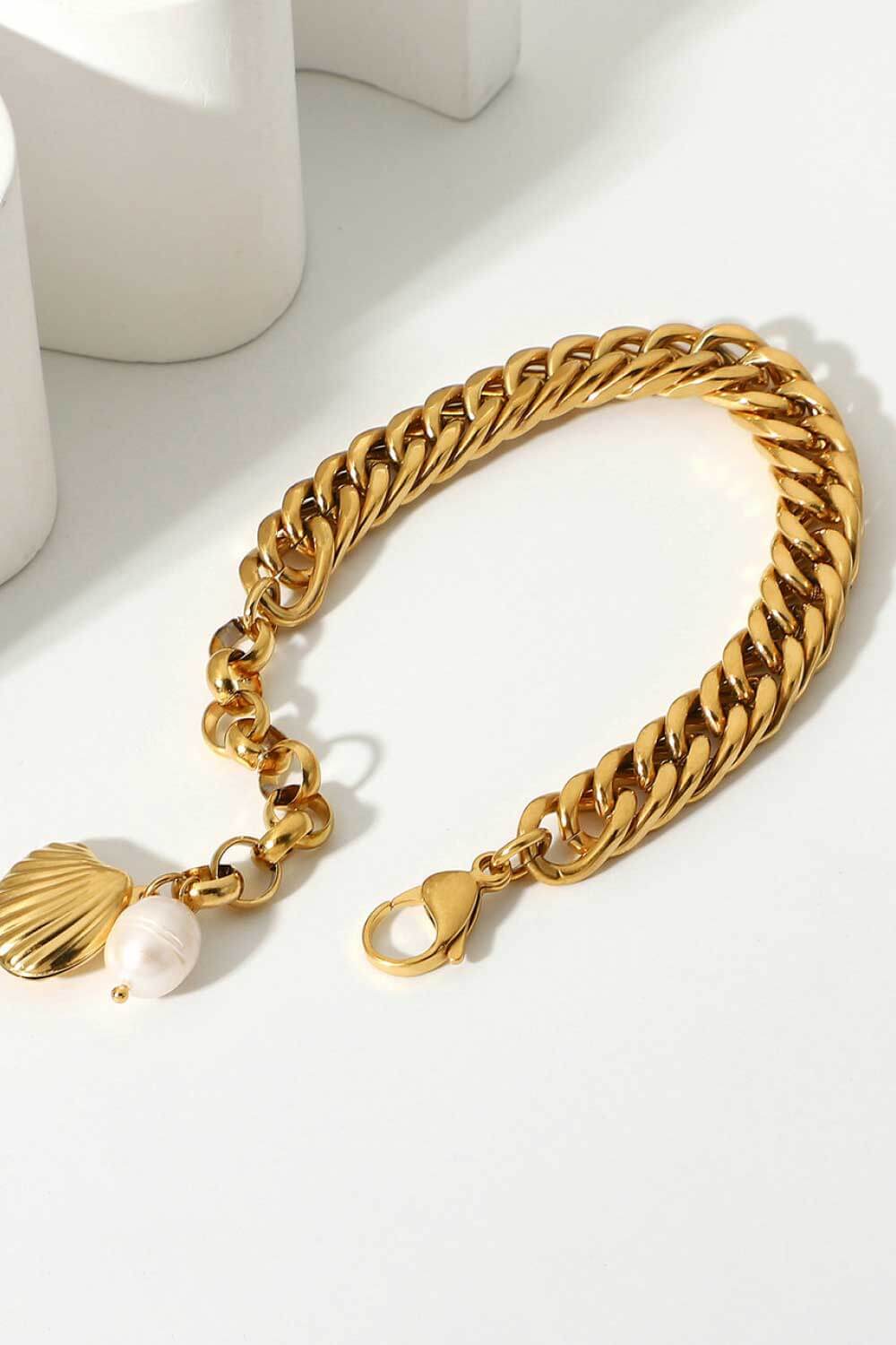 Pulsera de cadena de eslabones chapada en oro de 18 quilates