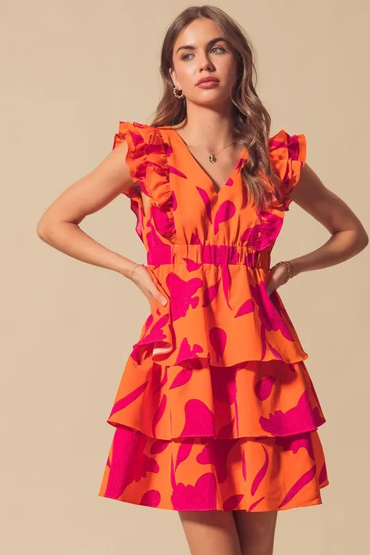 Fashion Sava | Floral V Neck Dress | Elasticized Waist Design