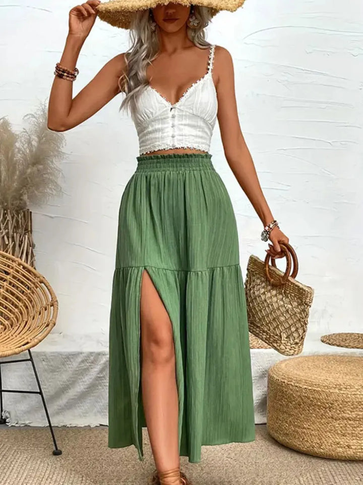 Fashion Sava | Frill Slit Skirt | Elegant Evening Wear