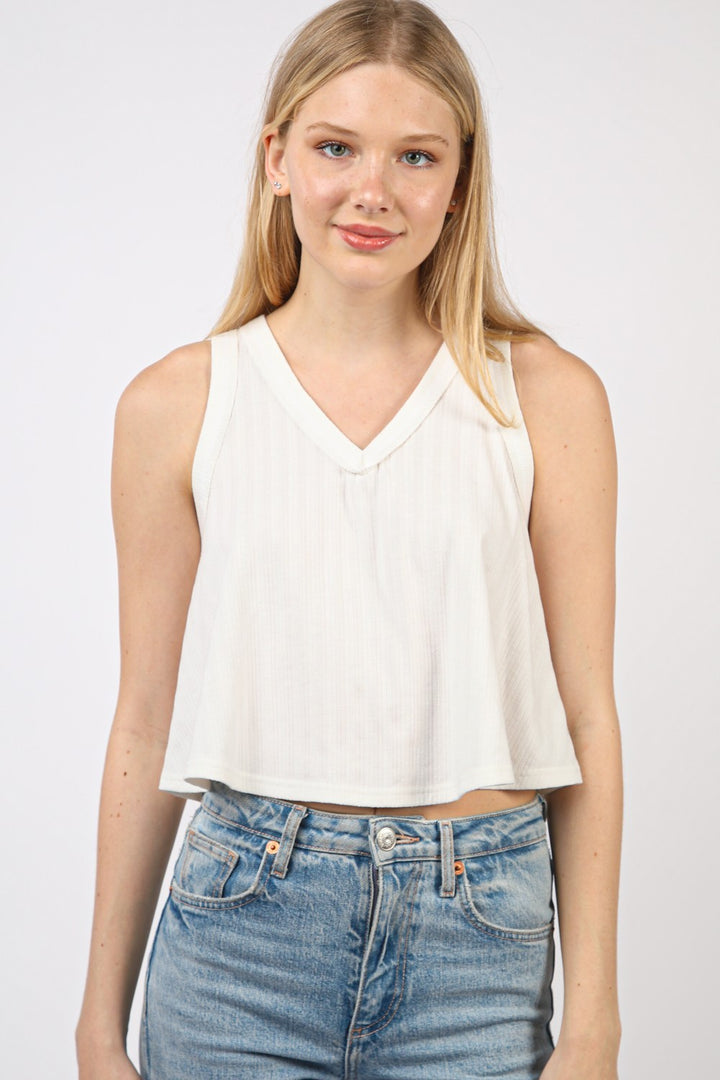 Fashion Sava | Knit Swing Tank | V-Neck Cropped Style