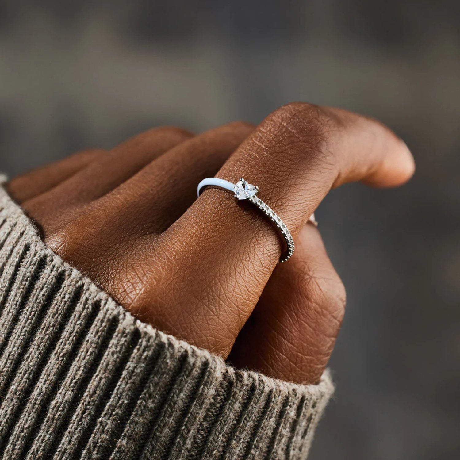 Fashion Sava | Zircon Enamel Ring | Heart Shape Design