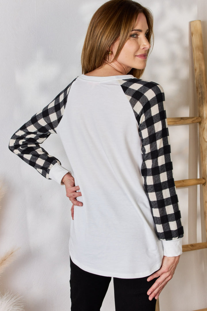 Fashion Sava | Plaid Raglan Blouse | Casual Chic Style