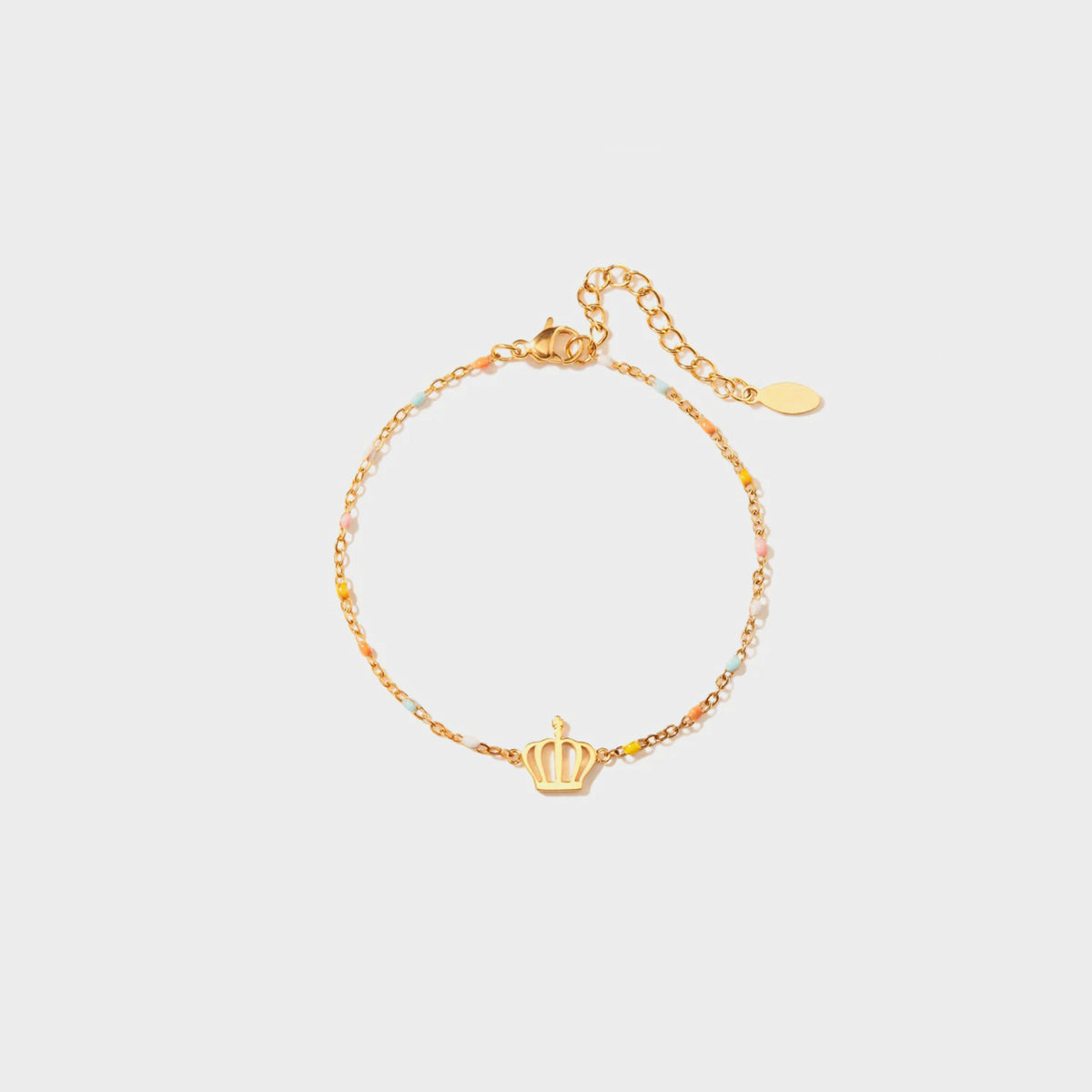 Pulsera de cuentas bañada en oro de 18 quilates con forma de corona