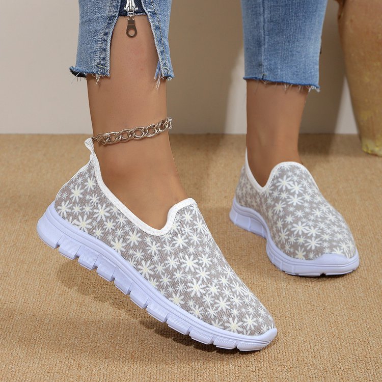 Printed Round Toe Slip-Ons