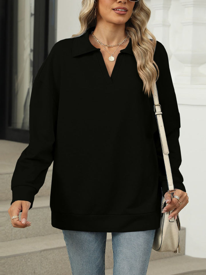 Fashion Sava | Johnny Collar Sweatshirt | Cozy Long Sleeve Style