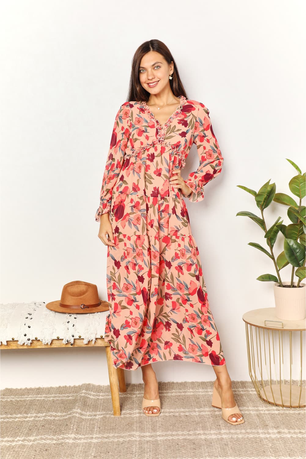 Juniper Floral Frill Maxi Dress – JUN-G0955