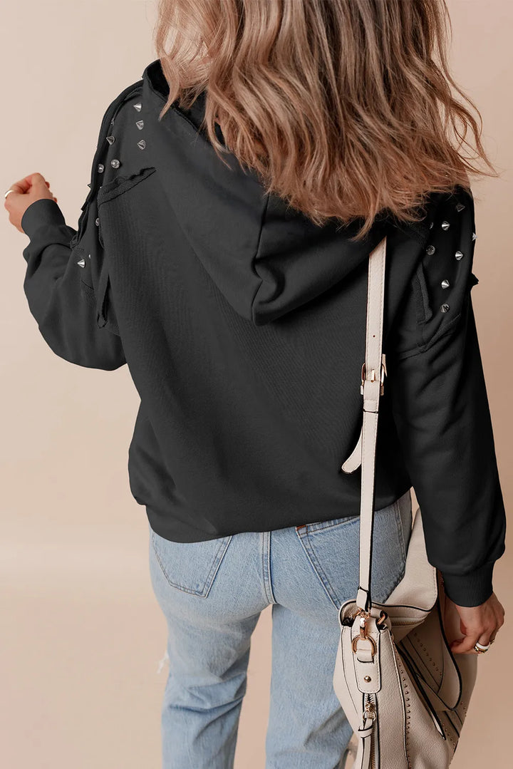 Fashion Sava | Long Sleeve Hoodie | Rivet Drawstring Design