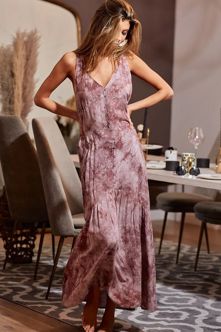 Fashion Sava | Tie-Dye V-Neck Dress | Perfect for Summer Outings