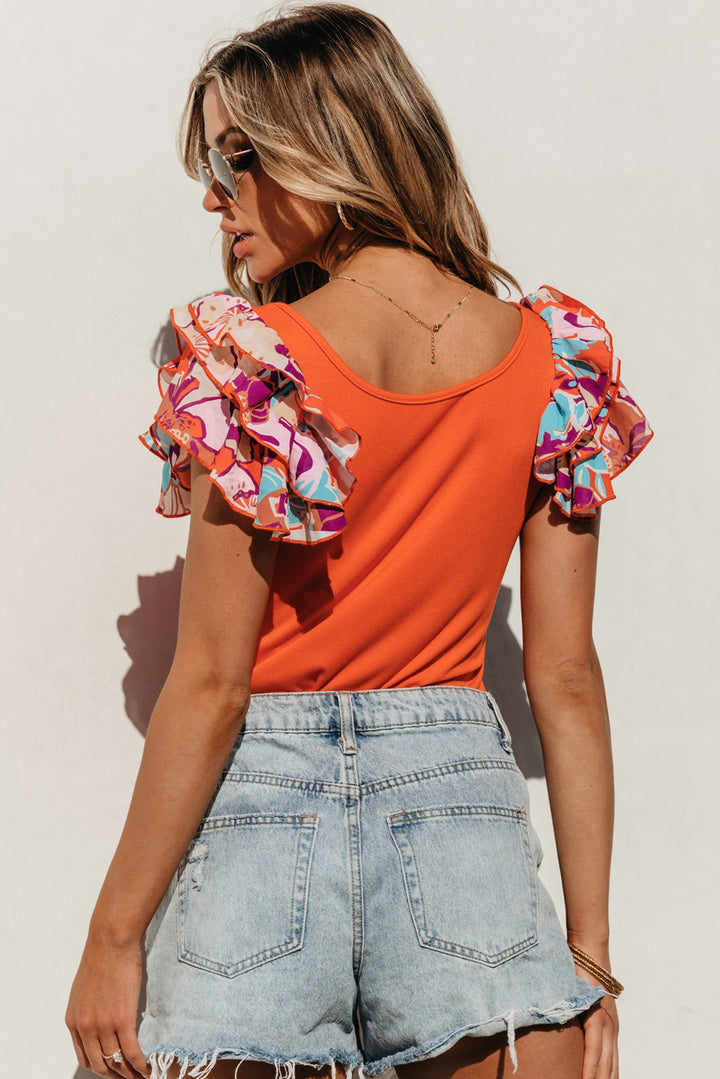 Fashion Sava | Bodysuit | Flounce Sleeve Elegance