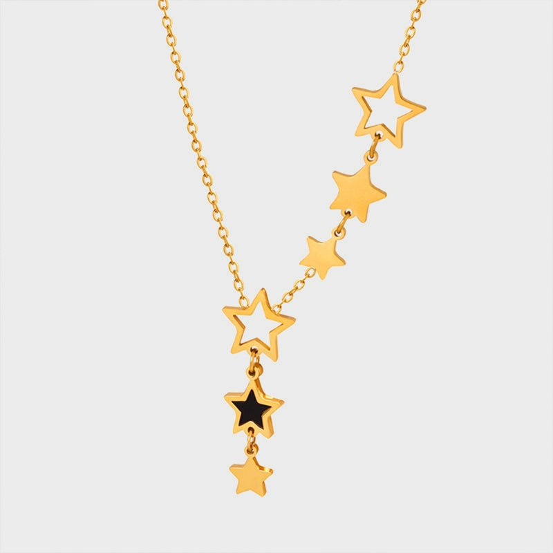 Collier goutte géométrique en acier titane