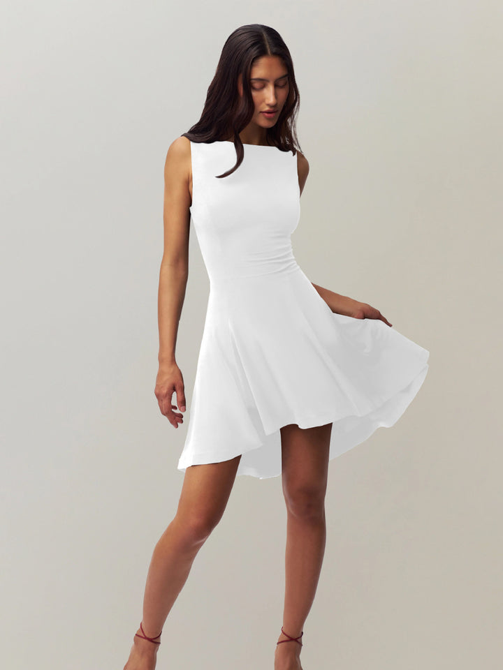 Fashion Sava | High-Low Sleeveless Dress | Elegant Design - Tan