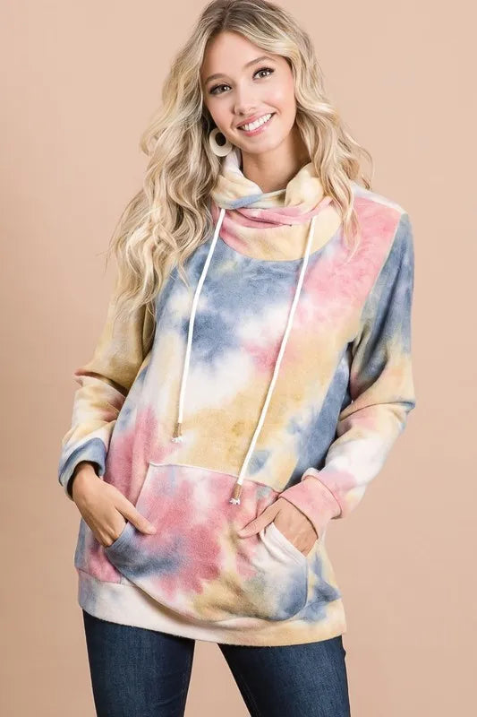 Fashion Sava | Turtle Neck Sweatshirt | Brushed Tie Dye Design