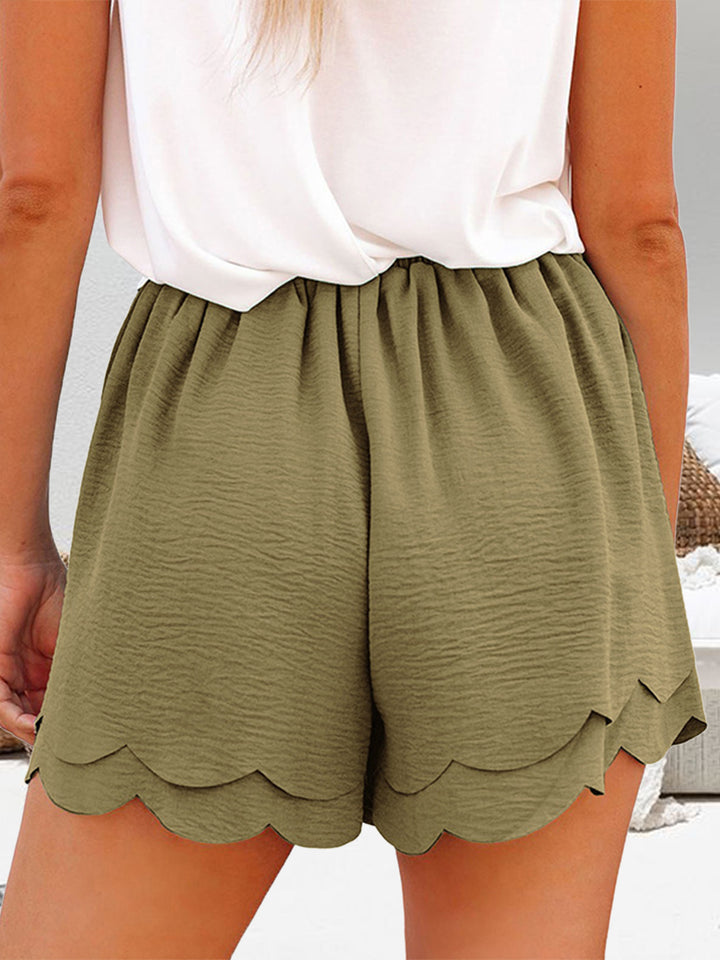 Fashion Sava | Scalloped Hem Shorts | Tied Layered Design