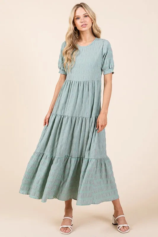 Fashion Sava | Textured Tiered Dress | Effortless Elegance