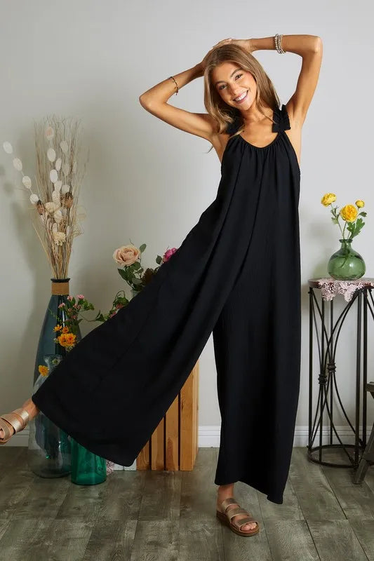 Fashion Sava | Ruffle Shoulder Jumpsuit | Elegant Elastic Fit