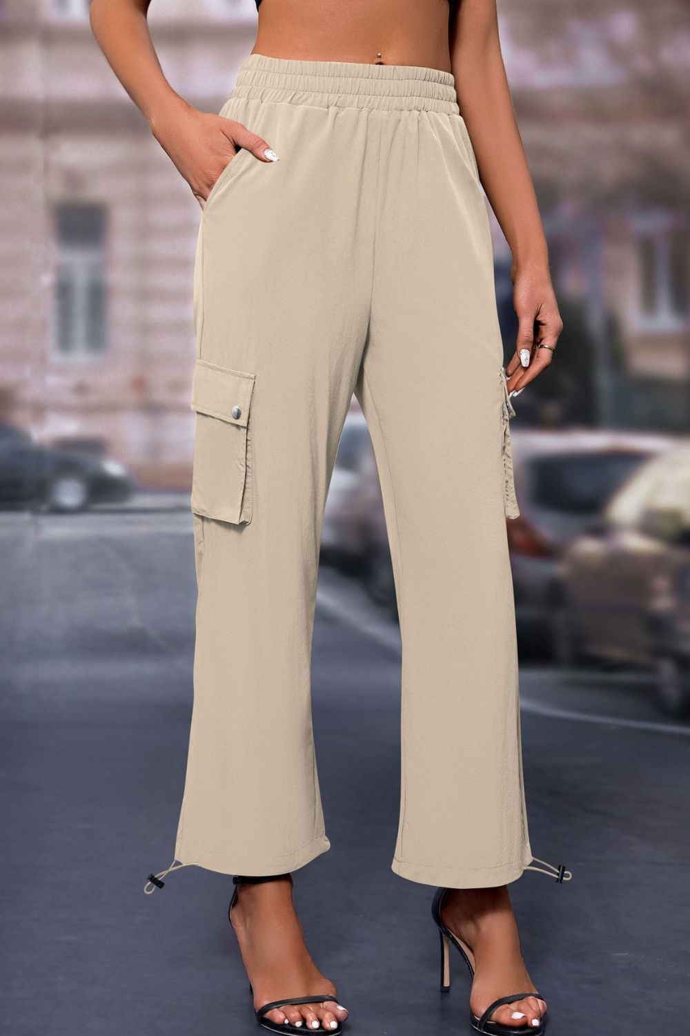 Mandy Elastic Waist Pants with Pockets