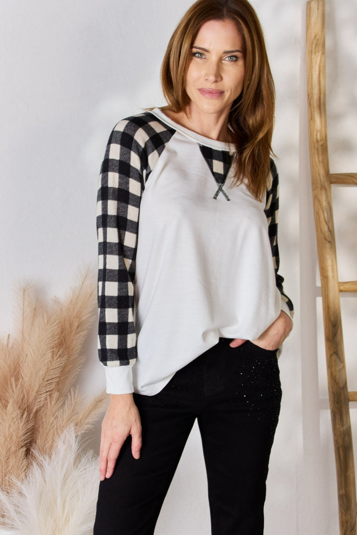 Fashion Sava | Plaid Raglan Blouse | Casual Chic Style