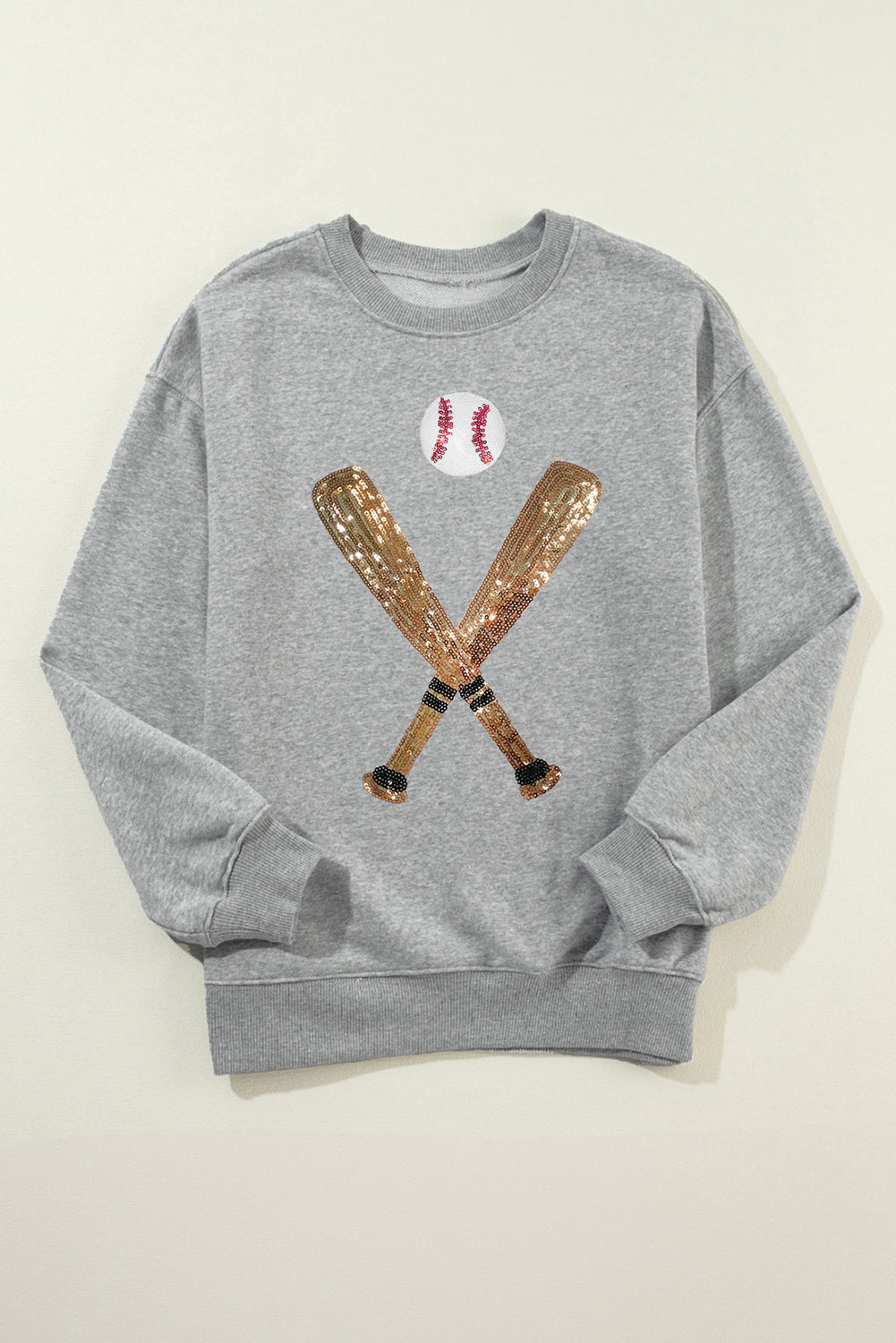 Sudadera de béisbol con lentejuelas y mangas largas