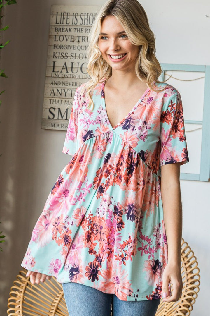 Fashion Sava | Floral V-Neck Blouse | Casual Elegance