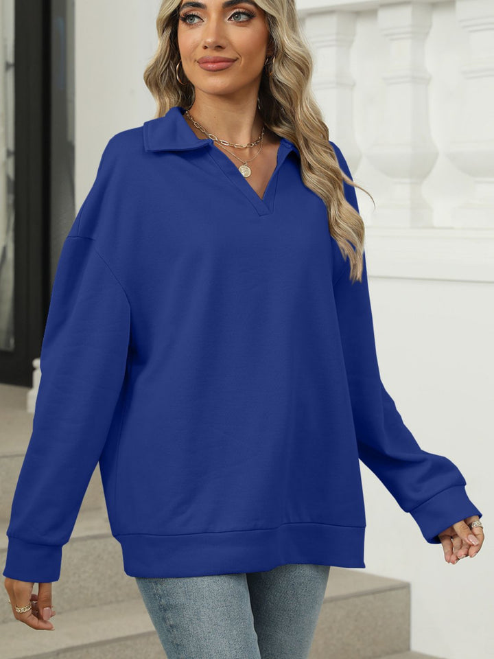 Fashion Sava | Johnny Collar Sweatshirt | Cozy Long Sleeve Style