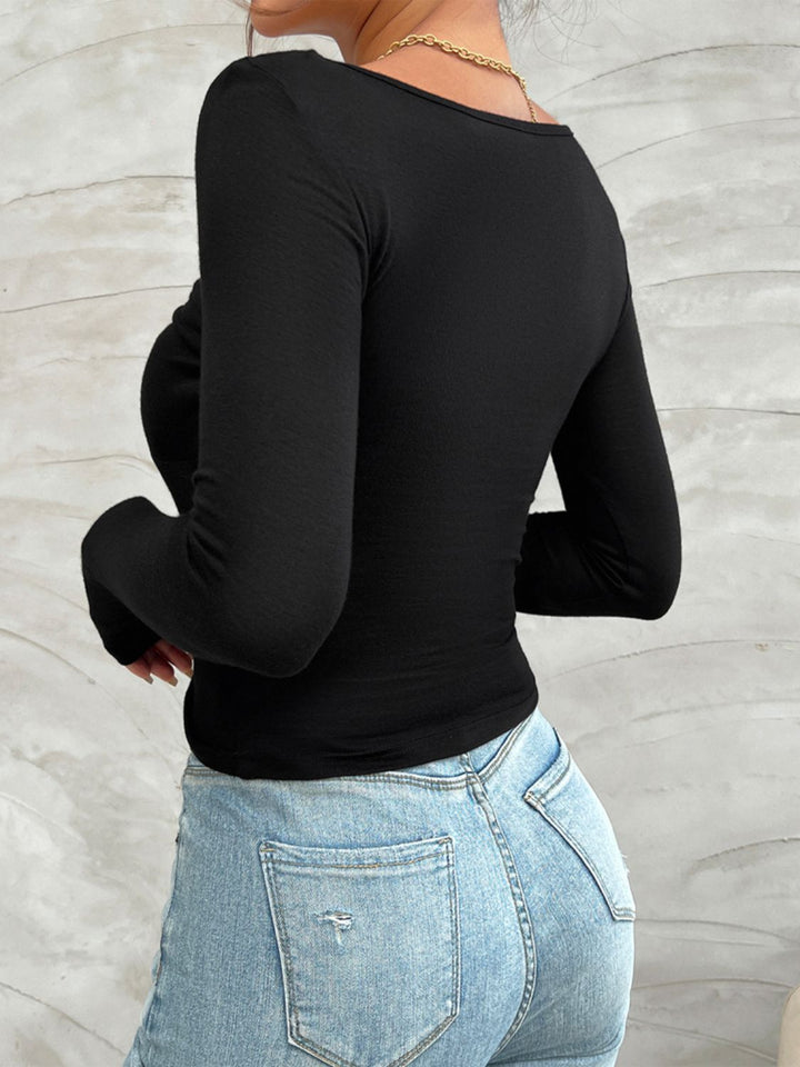 Fashion Sava | Twisted Long Sleeve T-Shirt | Stylish Comfort