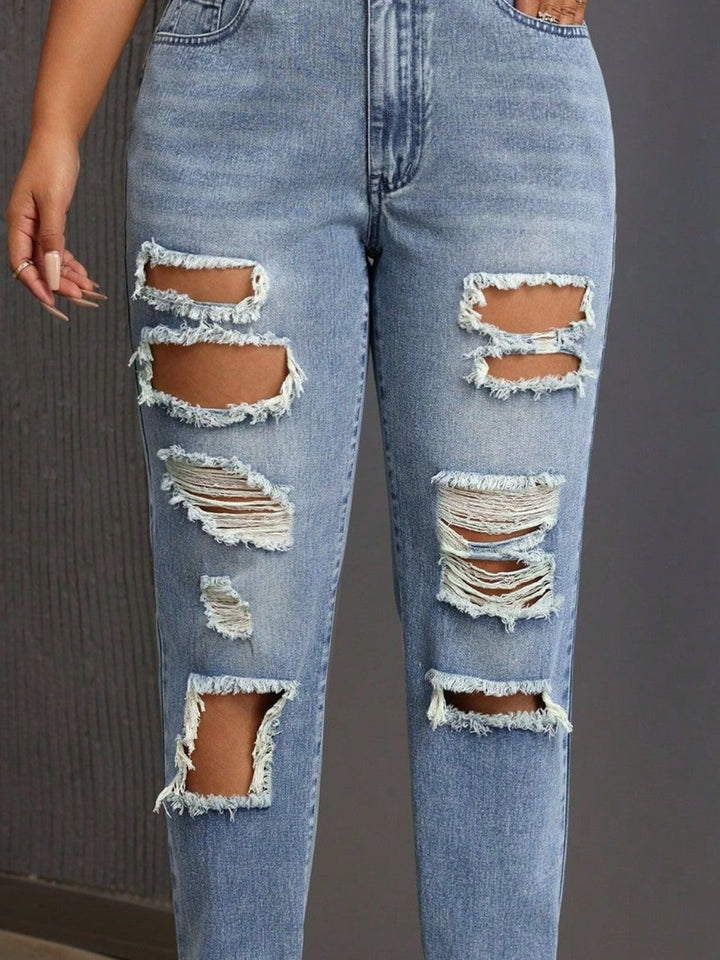Fashion Sava | Distressed High Rise Jeans | Stylish with Pockets