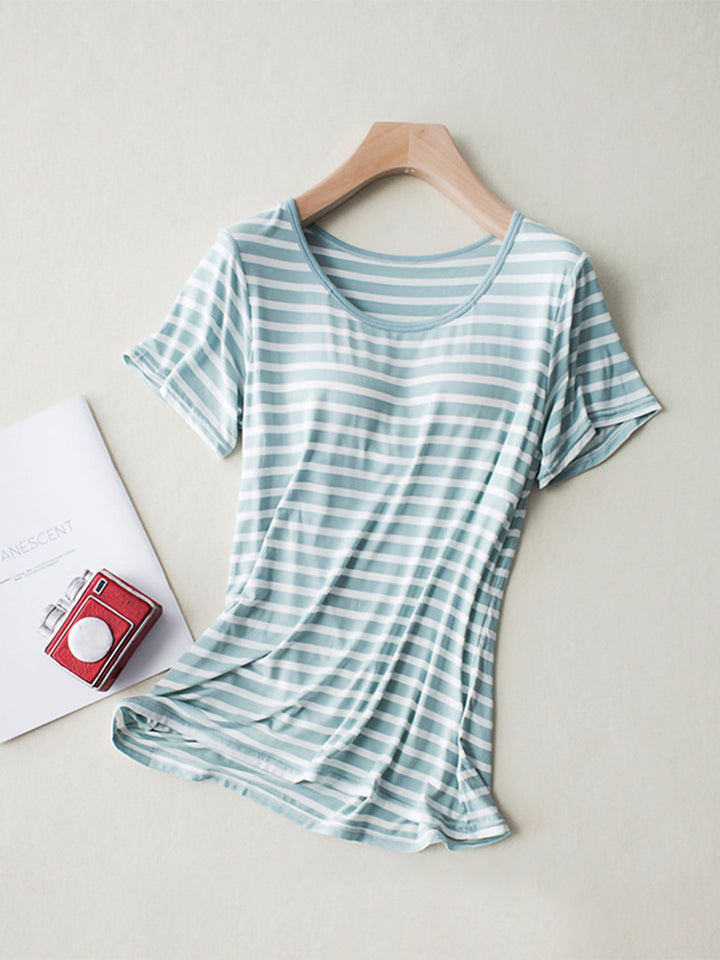 Fashion Sava | Striped T-Shirt | Round Neck Short Sleeve Style