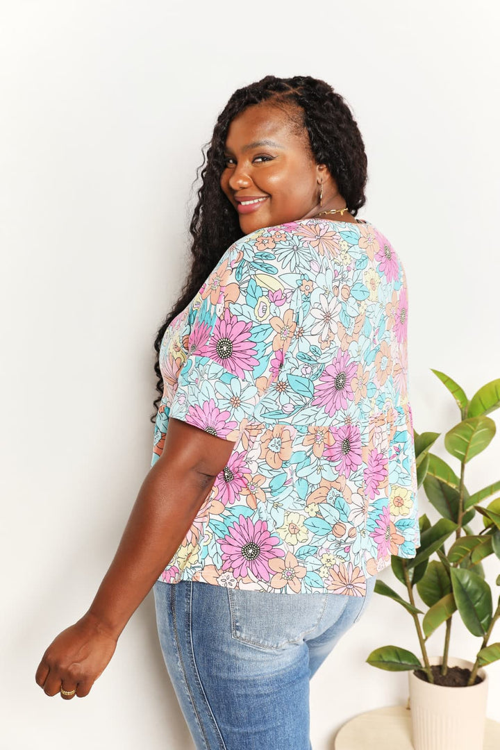Fashion Sava | Babydoll Top | Floral Round Neck Design